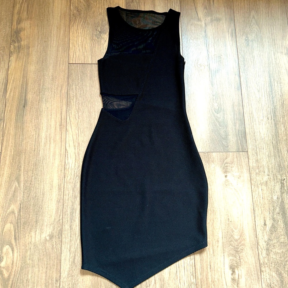 Express Mesh Cutout Asymmetrical Dress